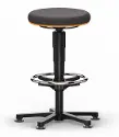 Stool 9461 Allround 3 - H: 560-830 mm - Beech seat - Blue ring - Black polyamide base - Glides - Ring adjustment handle - Circular footrest