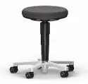 Stool 9463E Allround 2 ESD - H: 450-650 mm - Seat in black Duotec fabric - ESD black ring - Polished aluminium base - Castors - Ring adjustment handle