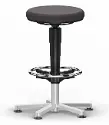 Stool 9461E Allround 3 ESD - H: 560-830 mm - Seat in black Duotec fabric - ESD black ring - Polished aluminium base - Glides - Ring adjustment handle - Circular footrest