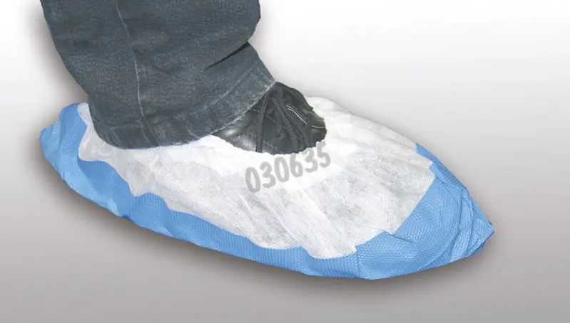 Cubre zapatos de polipropileno Blanco, con suela antideslizante azul -  Equipo de laboratorio