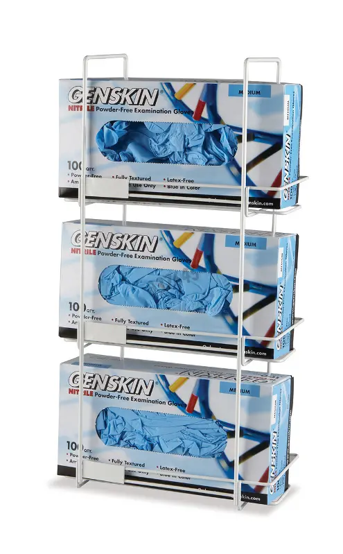 Distributeur en acrylique à 3 compartiments pour boîtes de gants.