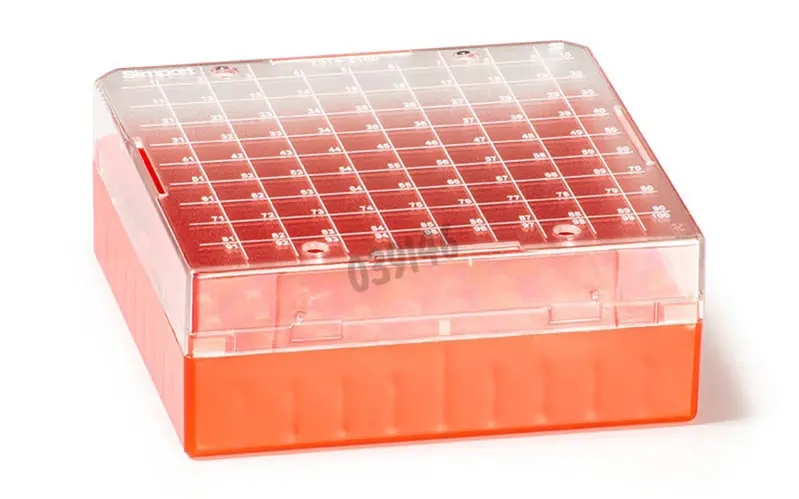 Box Mit Trennwänden Aus Polykarbonat Farbe Rot Für 100 Kryoröhrchen 1 Bis 2  Ml - Labormaterial