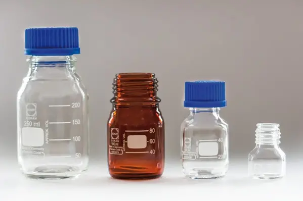 Flacon en verre borosilicaté 25 ml avec bouchon en polypropylène bleu  Schott Duran - Matériel de laboratoire