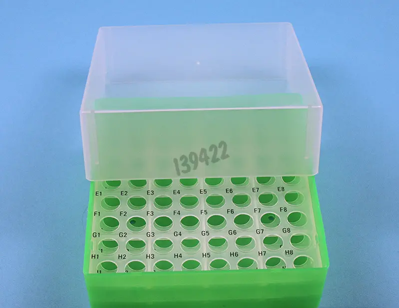 Kryobox Zur Lagerung Höhe 75 Mm Für 64 Röhrchen Farbe Fluo-Grün -  Labormaterial