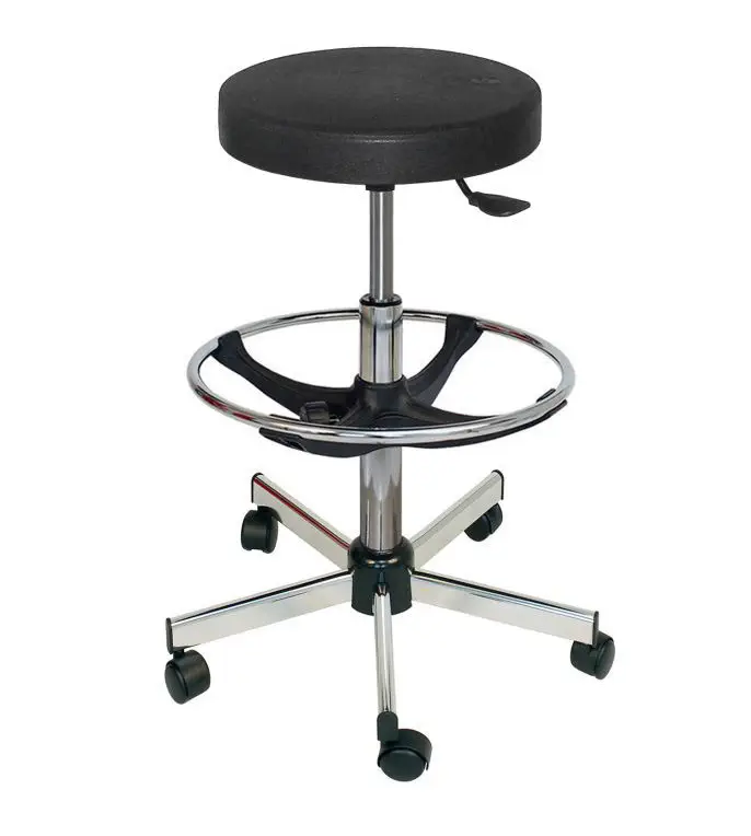 Tabouret à Roulettes Réglable En Hauteur - Siège Confortable Avec Repose-pieds - Blanc - Salon Beauté Bureau