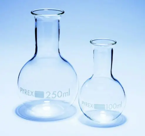 Matraz de fondo plano de vidrio Pyrex® - cuerpo ø 237 mm - 6000 ml - Equipo  de laboratorio