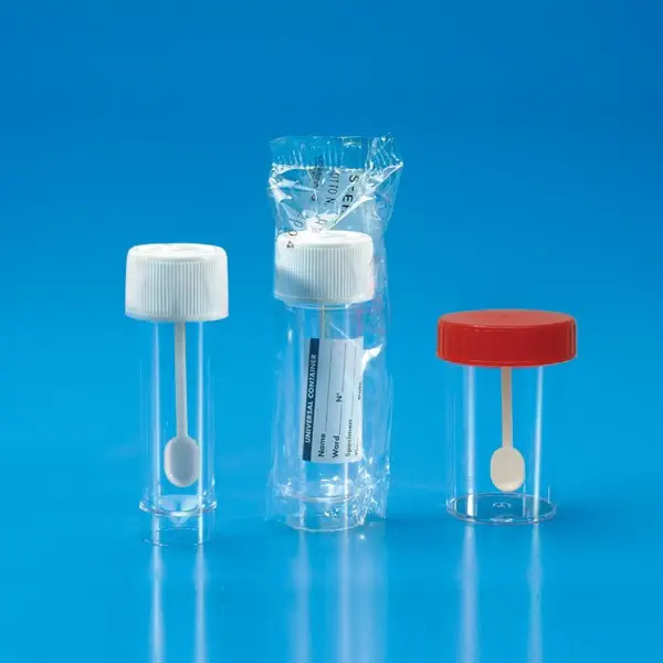 Pots Prelevements Rouges POT A PRELEVEMENT 60ml AVEC CUILLERE x500 - Matériel de laboratoire