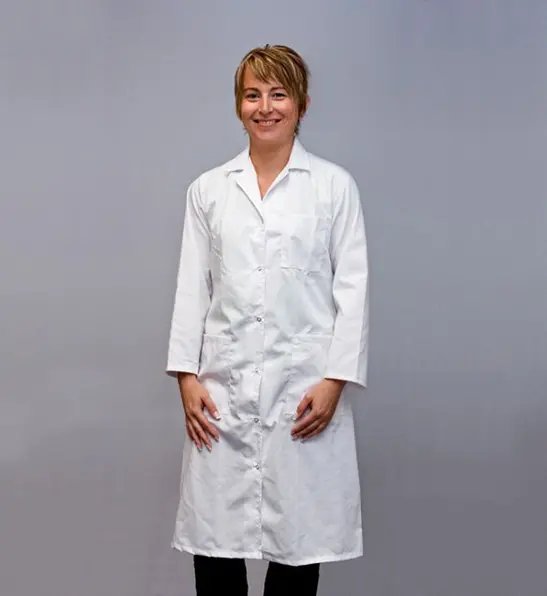 Camice Da Laboratorio In Cotone Bianco – Unisex – Chiusura A Pressione – Taglie Da XXS A XXXL – Seconda Scelta (Difetti Minori)