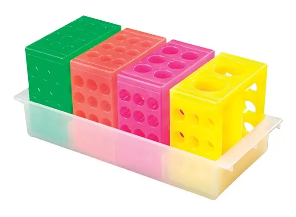 Tube - Cube - System - fluo - mixed - 4 Racks with Tray